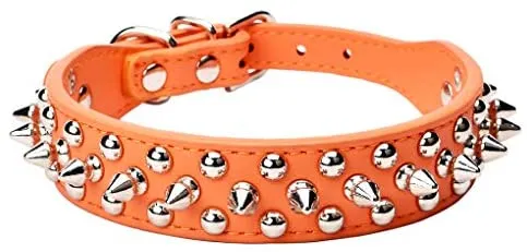 Collares para mascotas Aolove con pinchos y tachuelas, ajustable, piel sintética