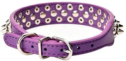 Collares para mascotas Aolove con pinchos y tachuelas, ajustable, piel sintética