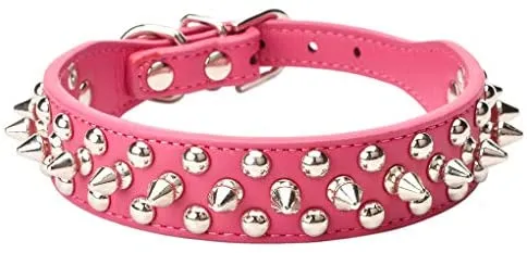 Collares para mascotas Aolove con pinchos y tachuelas, ajustable, piel sintética