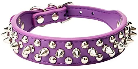 Collares para mascotas Aolove con pinchos y tachuelas, ajustable, piel sintética