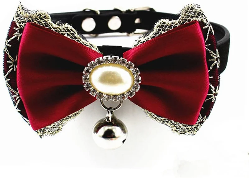 Cocopet - Collar de lujo hecho a mano con pedrería japonesa con colgante de campana para gatos disfraz de niña, color rosa (XS)