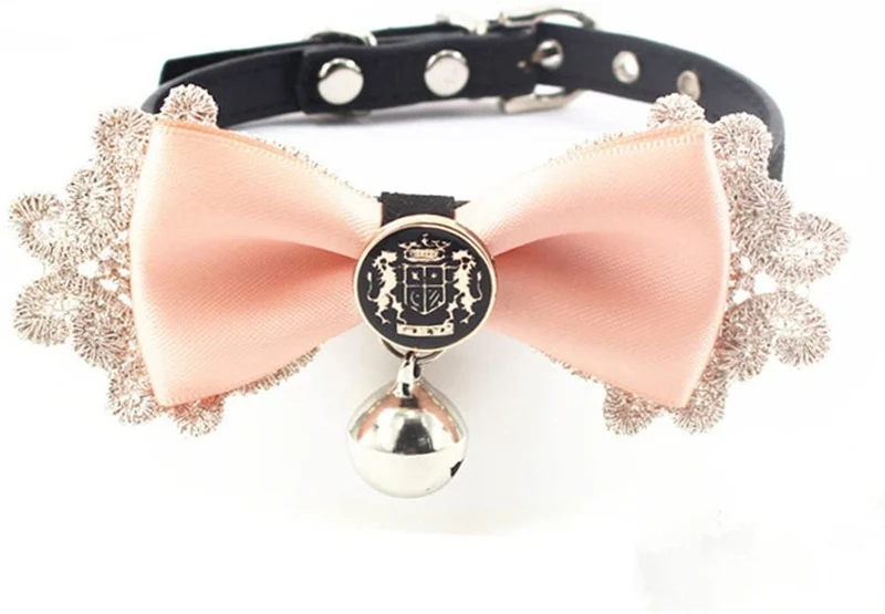 Cocopet - Collar de lujo hecho a mano con pedrería japonesa con colgante de campana para gatos disfraz de niña, color rosa (XS)