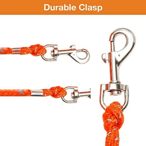 OFPUPPY - Correa reflectante para gato, cuerda trenzada de nailon, para exterior, naranja y negro, 26 pies