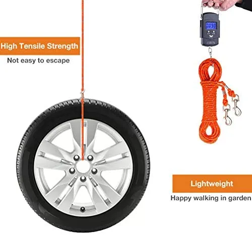 OFPUPPY - Correa reflectante para gato, cuerda trenzada de nailon, para exterior, naranja y negro, 26 pies