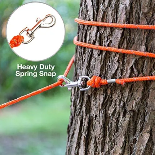 OFPUPPY - Correa reflectante para gato, cuerda trenzada de nailon, para exterior, naranja y negro, 26 pies