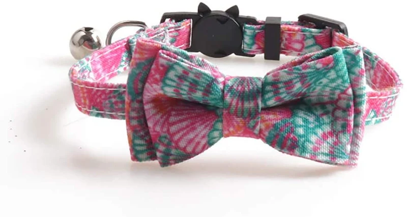 Imikoko - Collar para gato con pajarita y campana para Kitty ajustable, diseño de cuadros de seguridad, Sandía