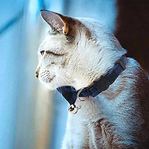 Imikoko - Collar para gato con pajarita y campana para Kitty ajustable, diseño de cuadros de seguridad, Sandía