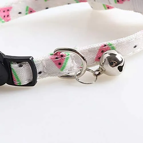 Imikoko - Collar para gato con pajarita y campana para Kitty ajustable, diseño de cuadros de seguridad, Sandía
