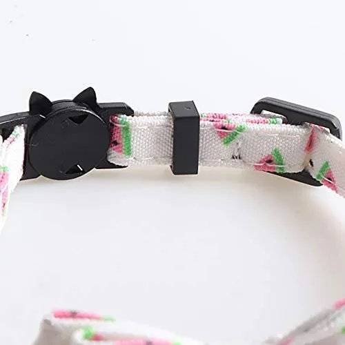 Imikoko - Collar para gato con pajarita y campana para Kitty ajustable, diseño de cuadros de seguridad, Sandía
