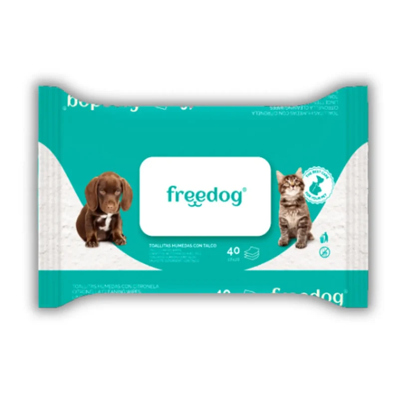 Toallitas Húmedas Talco Freedog 40Udes 28X18 cm