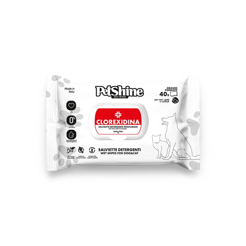 TOALLITAS HIGIENE PARA PERROS Y GATOS CLOREXIDINA PETSHINE