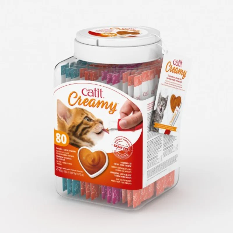 CATIT CREAMY SNACK LIQUIDO GATO BOTE 80 UNIDADES