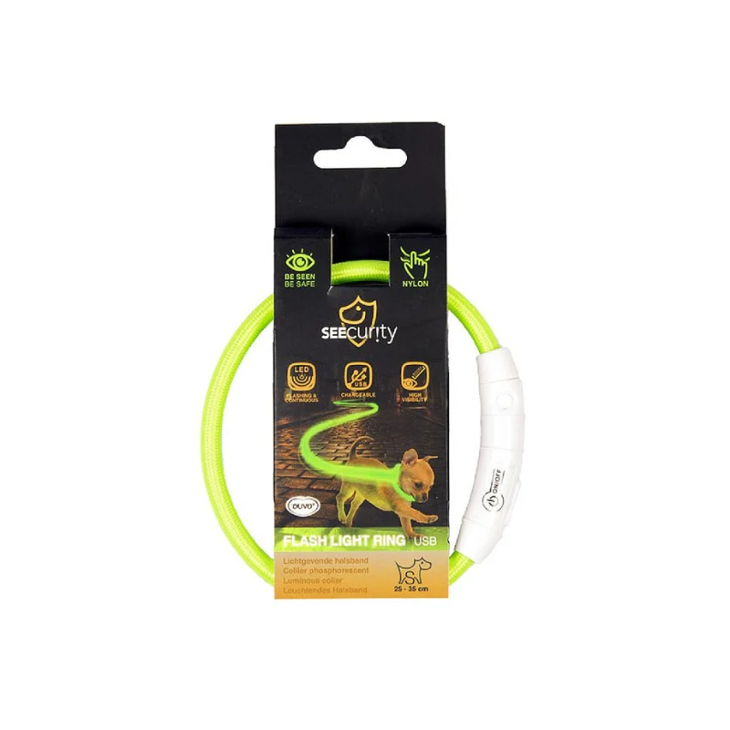 COLLAR LED PERROS DUVO SEGURIDAD SILICONA VERDE