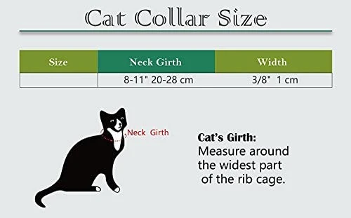 chukchi corazón Bling collar de gato con cinturón de seguridad y campana 8 – 11 pulgadas