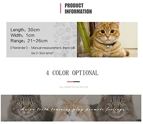 chukchi corazón Bling collar de gato con cinturón de seguridad y campana 8 – 11 pulgadas