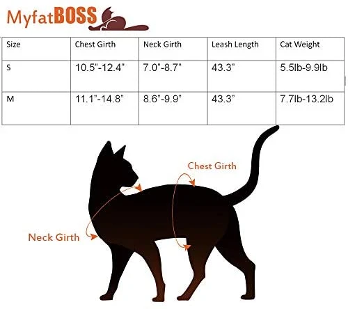 MyfatBOSS Correa para gato, arnés para gato y correa, chaleco de malla ajustable para gatos pequeños y grandes a prueba de escapes