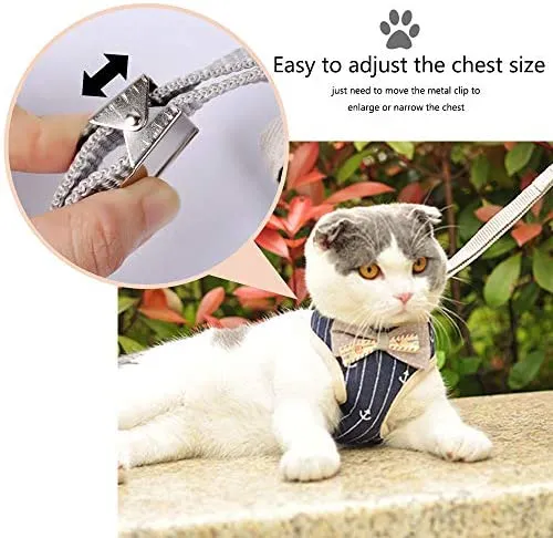 MyfatBOSS Correa para gato, arnés para gato y correa, chaleco de malla ajustable para gatos pequeños y grandes a prueba de escapes