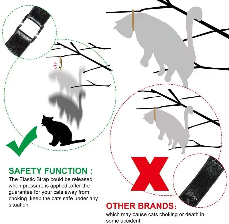 Joansan - Collar ajustable para gato, con piedras de estrás y cascabel, de seguridad básica, clásico, con longitud ajustable de 7 a 10 pulgadas, para gatos y gatitos