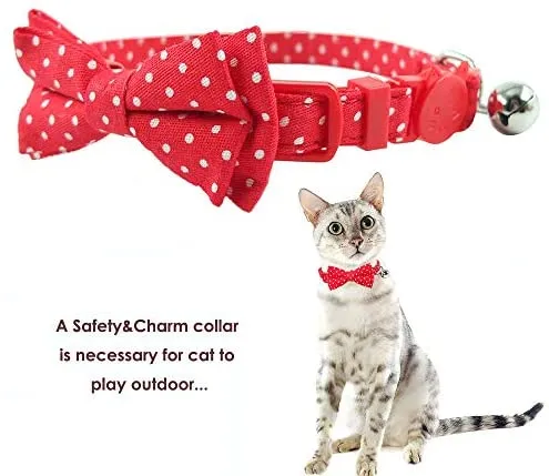 Collar de gato con capucha y pajarita, diseño a cuadros ajustable de seguridad Kitty Kitten Collares (6.8-10.8in)