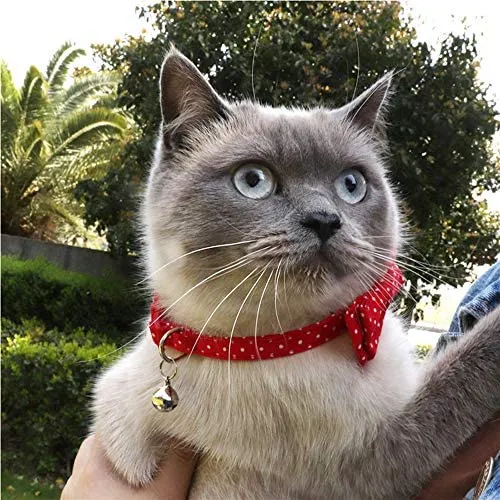 Collar de gato con capucha y pajarita, diseño a cuadros ajustable de seguridad Kitty Kitten Collares (6.8-10.8in)