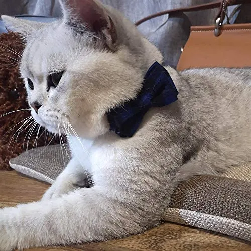 Collar de gato con capucha y pajarita, diseño a cuadros ajustable de seguridad Kitty Kitten Collares (6.8-10.8in)