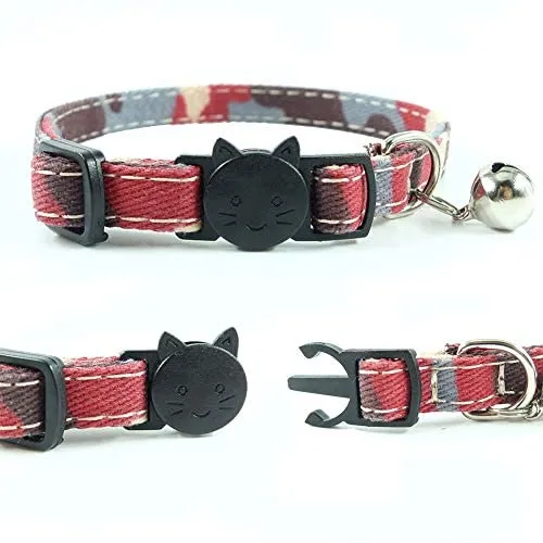 Collar de gato con capucha y pajarita, diseño a cuadros ajustable de seguridad Kitty Kitten Collares (6.8-10.8in)