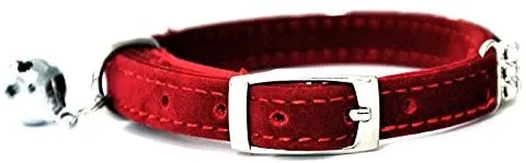 Collar ajustable seguro para gatos CHUKCHI de terciopelo suave Adorno ostentoso de diamante con campanas de 11 pulgadas para perros pequeños y gatos