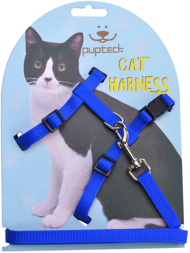 Arnés ajustable de nailon para gatos con correa negro PUPTECK.
