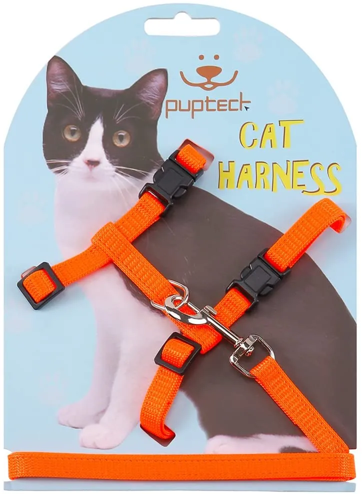 Arnés ajustable de nailon para gatos con correa negro PUPTECK.