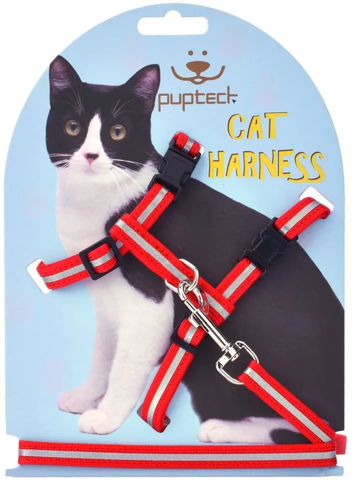 Arnés ajustable de nailon para gatos con correa negro PUPTECK.