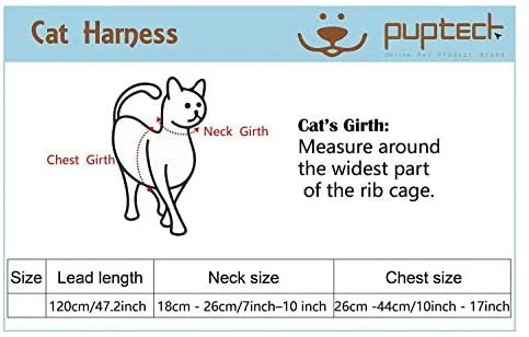 Arnés ajustable de nailon para gatos con correa negro PUPTECK.
