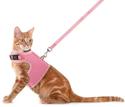 Arnés de gato a prueba de escape con correa ajustable de malla suave, ideal para caminar
