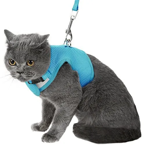 Arnés de gato a prueba de escape con correa ajustable de malla suave, ideal para caminar