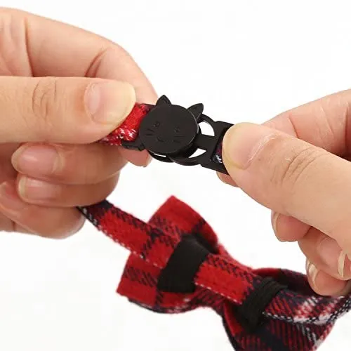KUDES - Juego de 2 collares para gato con pajarita y campana para gatitos y algunos cachorros, ajustable de 7.8 a 10.5 pulgadas