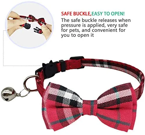 KUDES - Juego de 2 collares para gato con pajarita y campana para gatitos y algunos cachorros, ajustable de 7.8 a 10.5 pulgadas