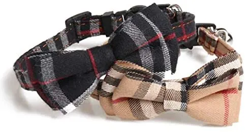 KUDES - Juego de 2 collares para gato con pajarita y campana para gatitos y algunos cachorros, ajustable de 7.8 a 10.5 pulgadas