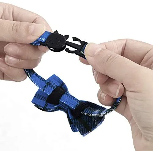 KUDES - Juego de 2 collares para gato con pajarita y campana para gatitos y algunos cachorros, ajustable de 7.8 a 10.5 pulgadas