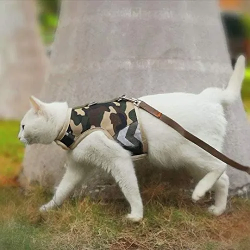 Arnés de gato con correa, ajustable para gatos, chaleco acolchado para gatos