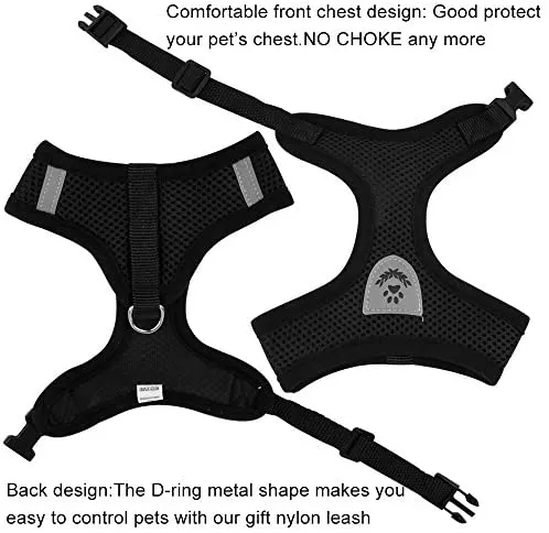 Invenho Arnés de malla con chaleco acolchado para cachorros y gatos, diseño sin asfixia, regalo de ventilación con una correa y cinturón de seguridad