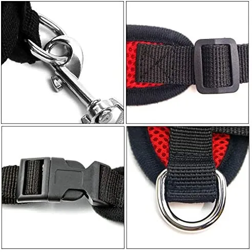Invenho Arnés de malla con chaleco acolchado para cachorros y gatos, diseño sin asfixia, regalo de ventilación con una correa y cinturón de seguridad