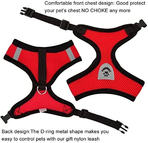 Invenho Arnés de malla con chaleco acolchado para cachorros y gatos, diseño sin asfixia, regalo de ventilación con una correa y cinturón de seguridad