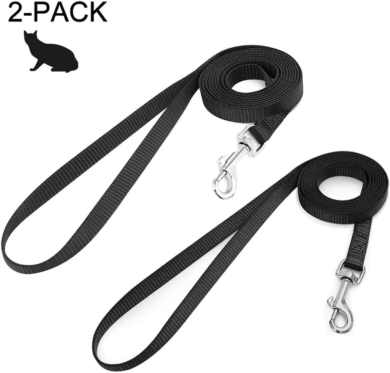 Correa de nailon para gatos de rabbitgoo, fácil de controlar, ligera, duradera, con clip giratorio de 360 grados, correas de entrenamiento para gatos pequeños y medianos, 59 pulgadas, 2 unidades