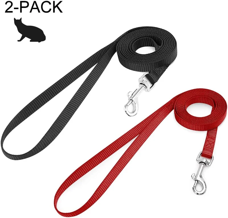 Correa de nailon para gatos de rabbitgoo, fácil de controlar, ligera, duradera, con clip giratorio de 360 grados, correas de entrenamiento para gatos pequeños y medianos, 59 pulgadas, 2 unidades