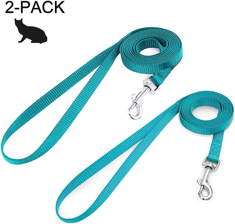 Correa de nailon para gatos de rabbitgoo, fácil de controlar, ligera, duradera, con clip giratorio de 360 grados, correas de entrenamiento para gatos pequeños y medianos, 59 pulgadas, 2 unidades