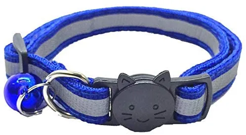 PACCOMFET FUNPET 6 Pcs Breakaway Cat Collar Reflective Nylon Strip Bell, Safe Durable