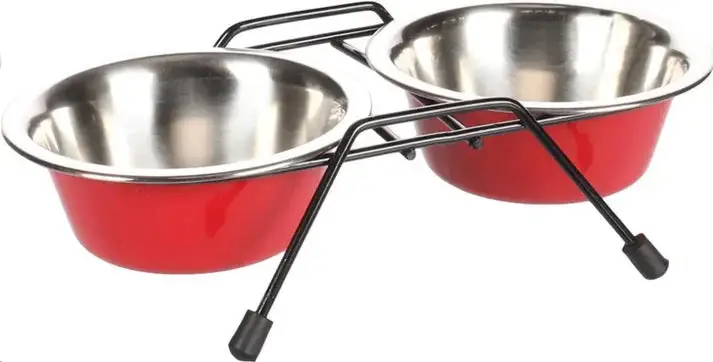 Set Comedero Bebedero Acero Inox. 2X380 Ml Arjun Flamingo