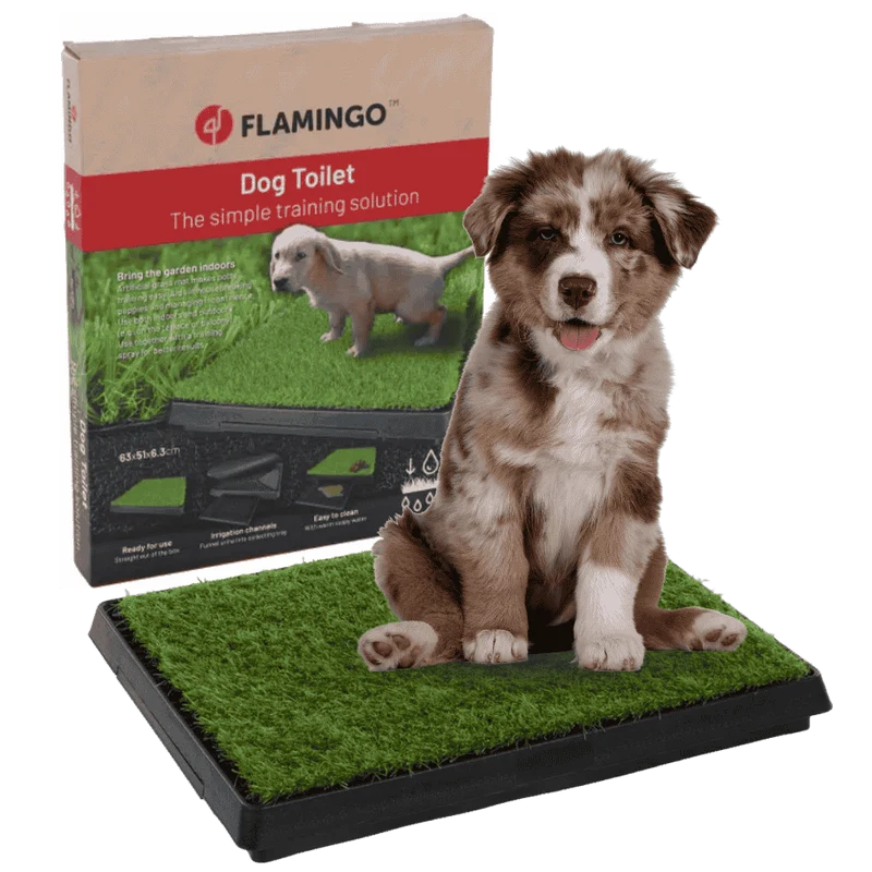 Flamingo Bandeja Arenero de Hierba Pelou para Perros con Soporte Incluido 63x51x6,3cm
