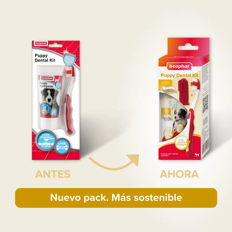 Beaphar Pack Dental para Cachorros | Pasta de Dientes + Cepillo + Cepillo de Dedo