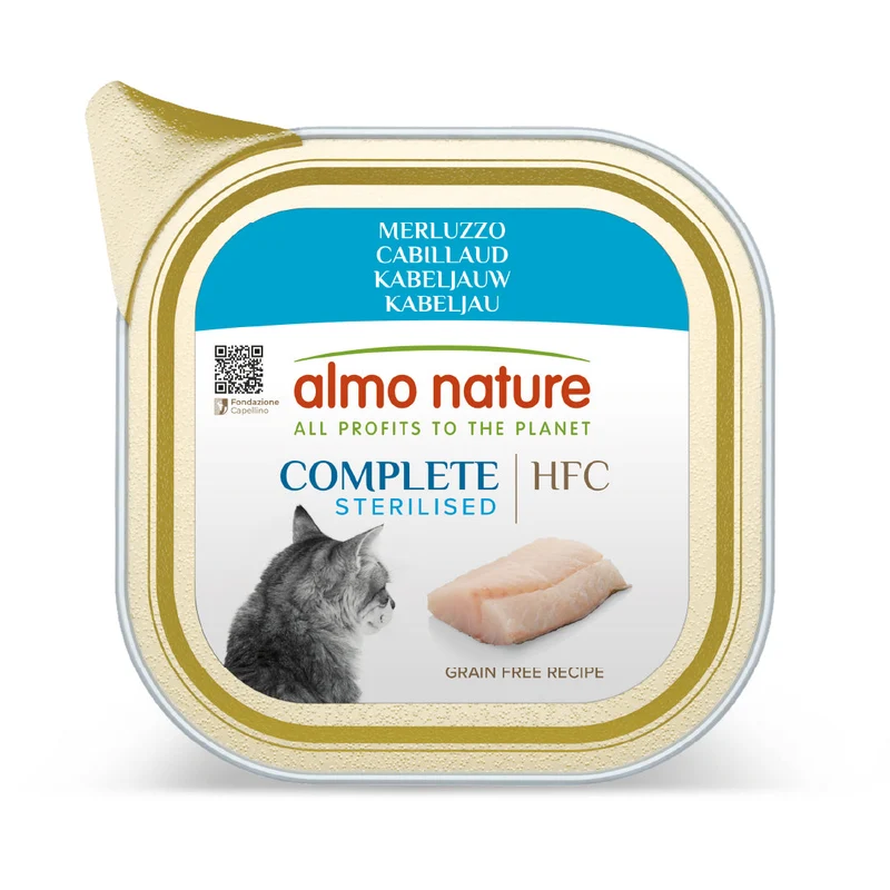 Almo Nature HFC Complete Sterilized Bacalao Tarrina Comida Húmeda para Gatos