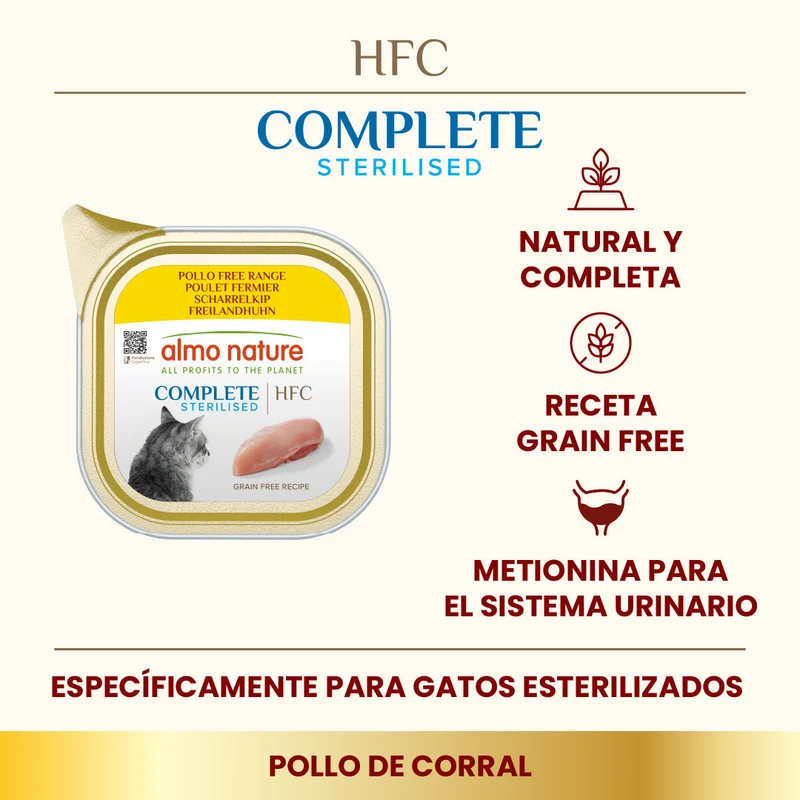 Almo Nature HFC Complete Sterilized Pollo de Corral Tarrina Comida Húmeda para Gatos